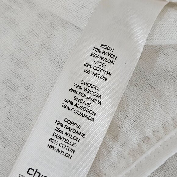 Chico's Linen Crocheted Lace Mix Vest, Zipper Pockets Size 1 Medium 8/10 White - Picture 6 of 8